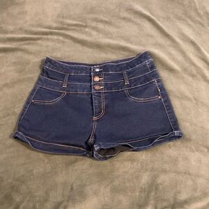 High-Waisted Blue Denim Shorts